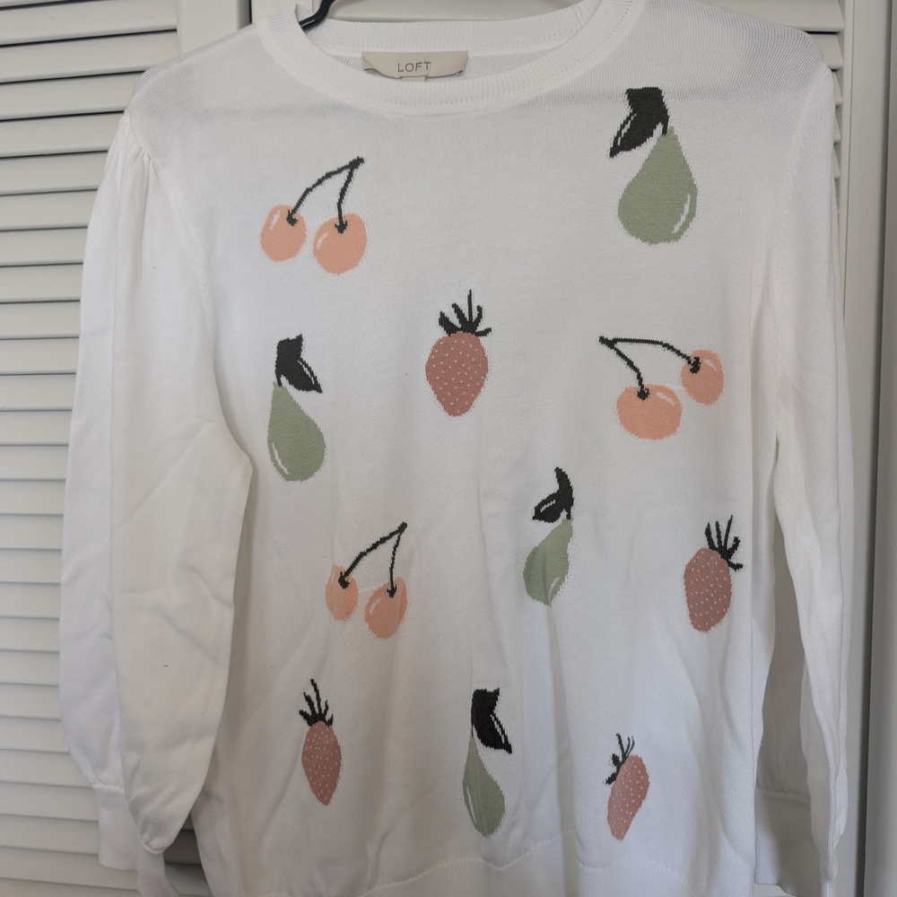 LOFT Kids Fruit Print White Top
